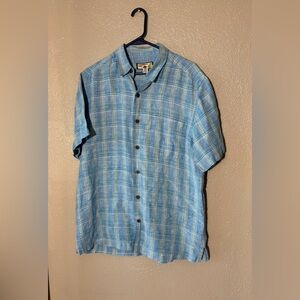 Caribbean Joe Light Blue Linen  Casual Shirt